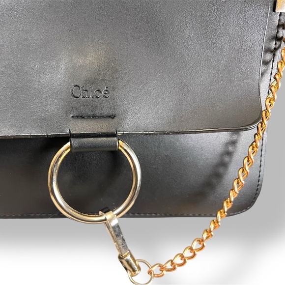 Chloe Faye Black Leather Ring Crossbody Bag - Picture 5 of 12